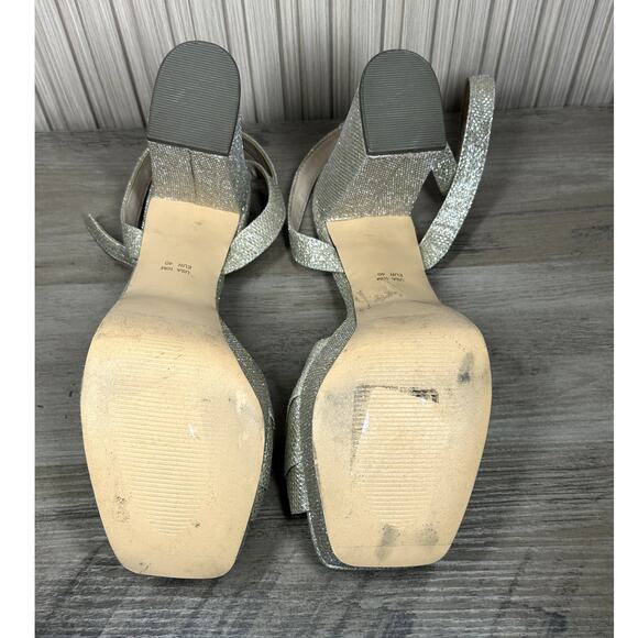 Nina Sand Glitter Shine Block-heel With Platform Stiletto Sandal Size 10M - Picture 10 of 15